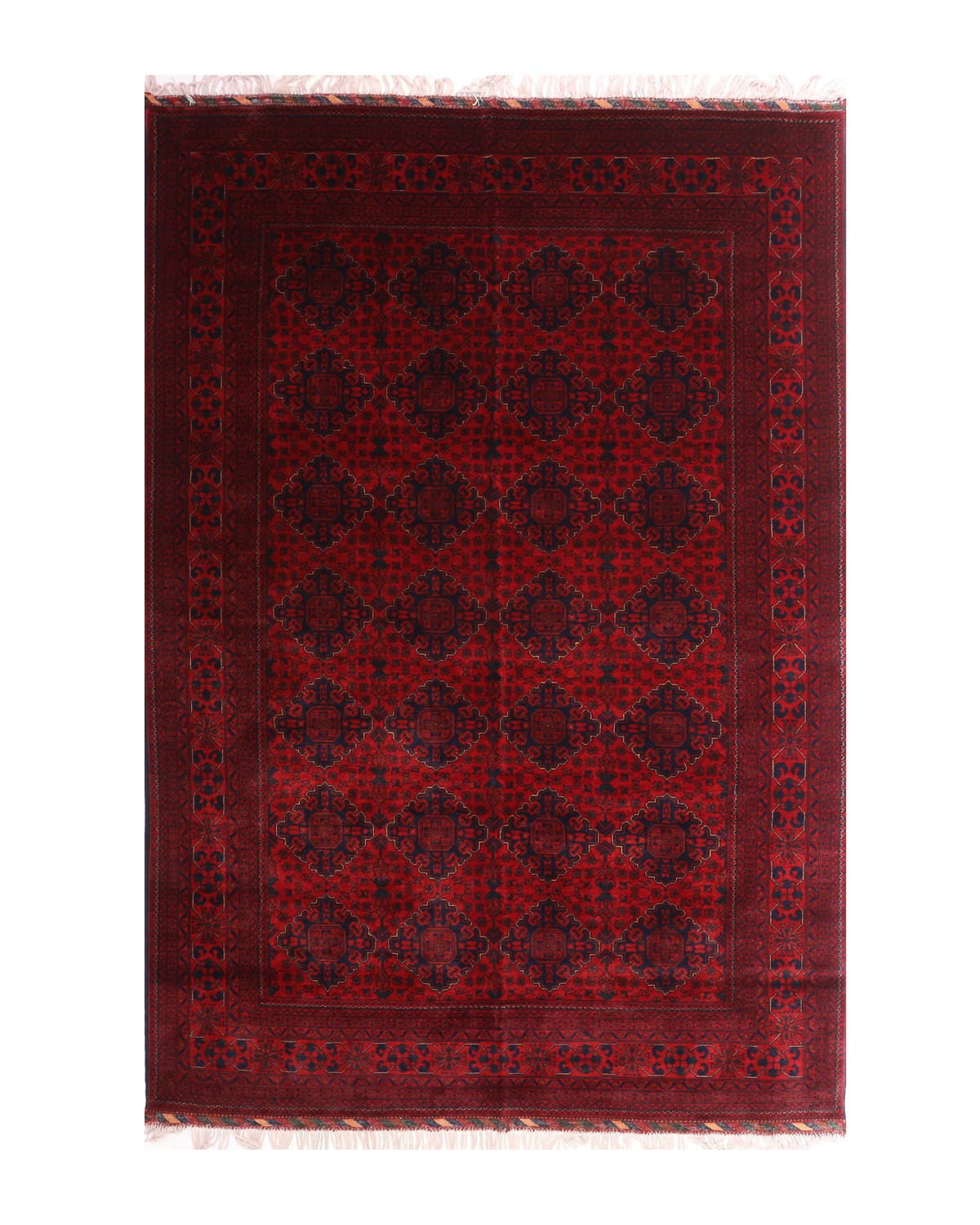 Classic Red Turkoman Afghan Rug – 9.8 ft x 6.6 ft 3