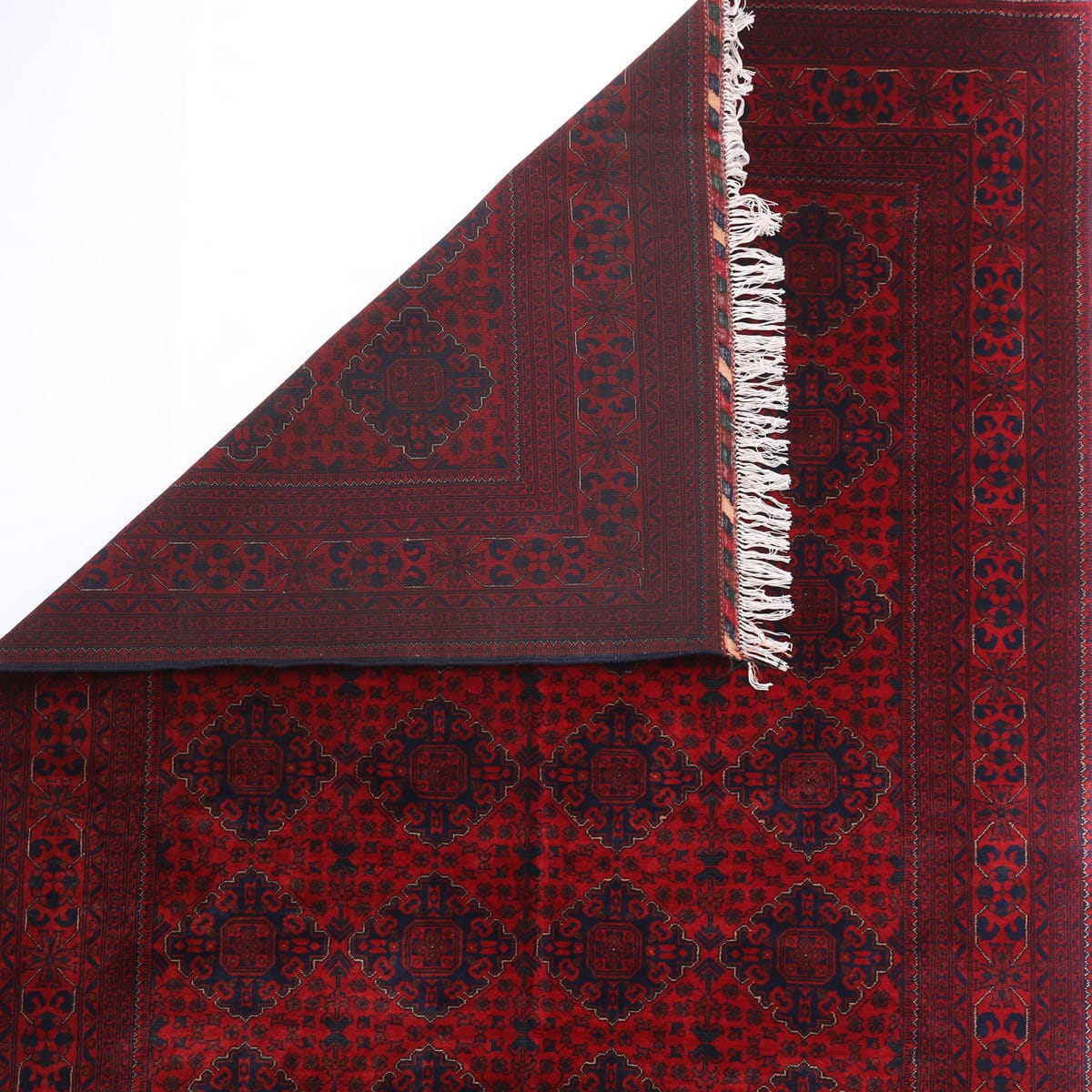 Classic Red Turkoman Afghan Rug – 9.8 ft x 6.6 ft 4