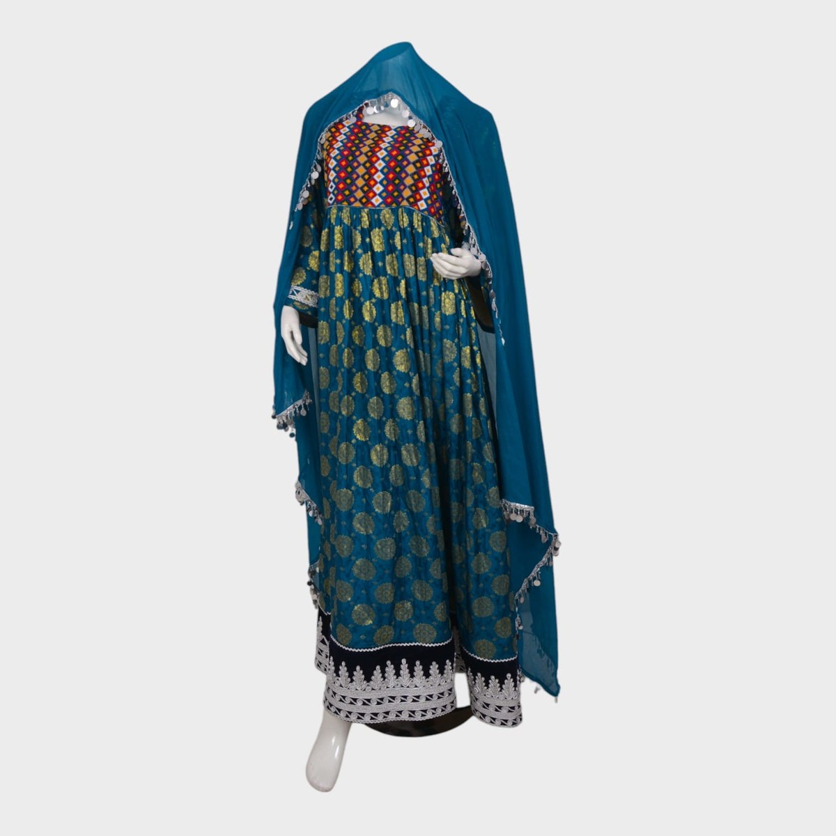 Teal Royal Afghani Dress Set 1