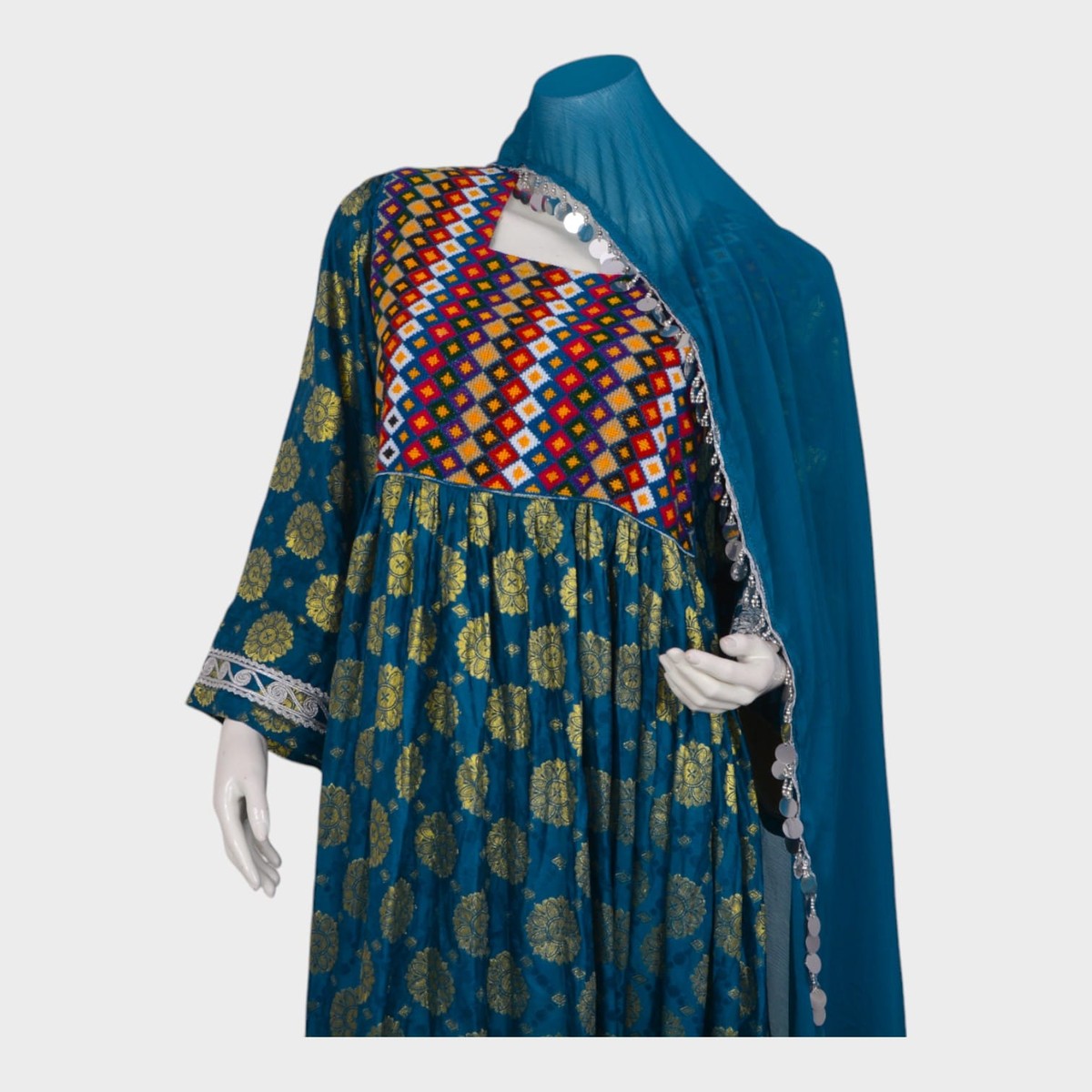 Teal Royal Afghani Dress Set 5