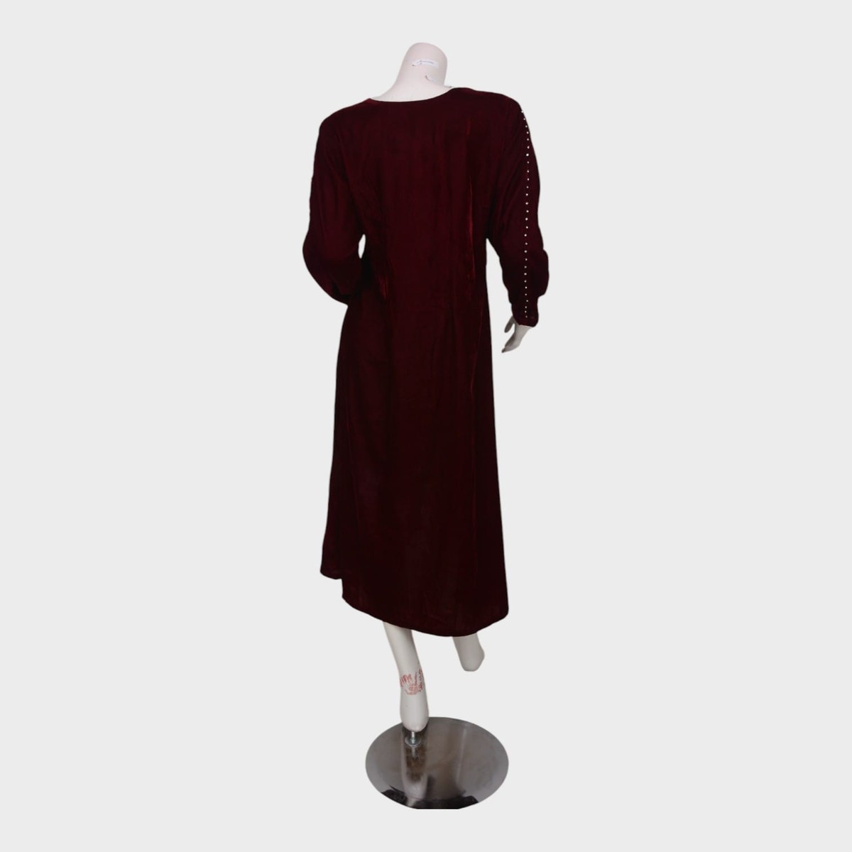 Burgundy Bloom Velvet Dress 2