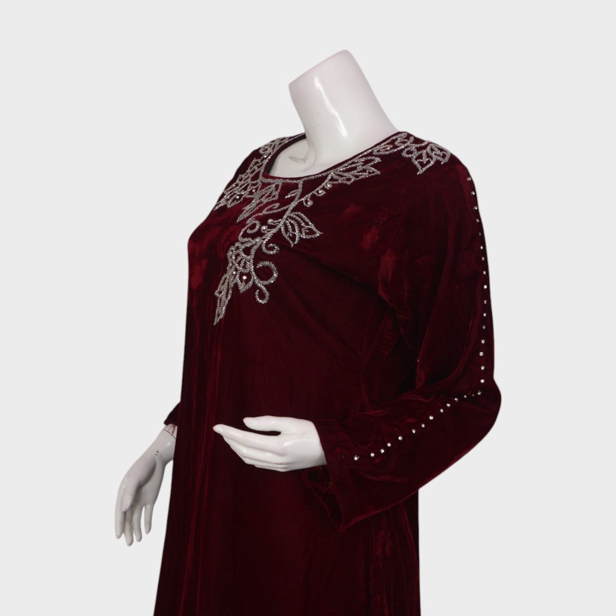 Burgundy Bloom Velvet Dress 3
