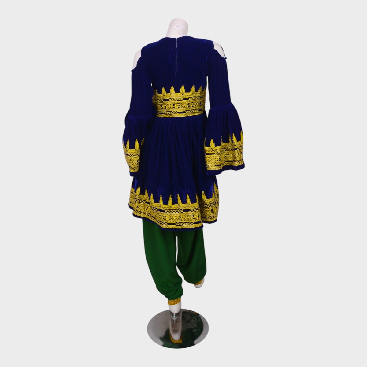 Royal Blue & Gold Pashtun Dress 3