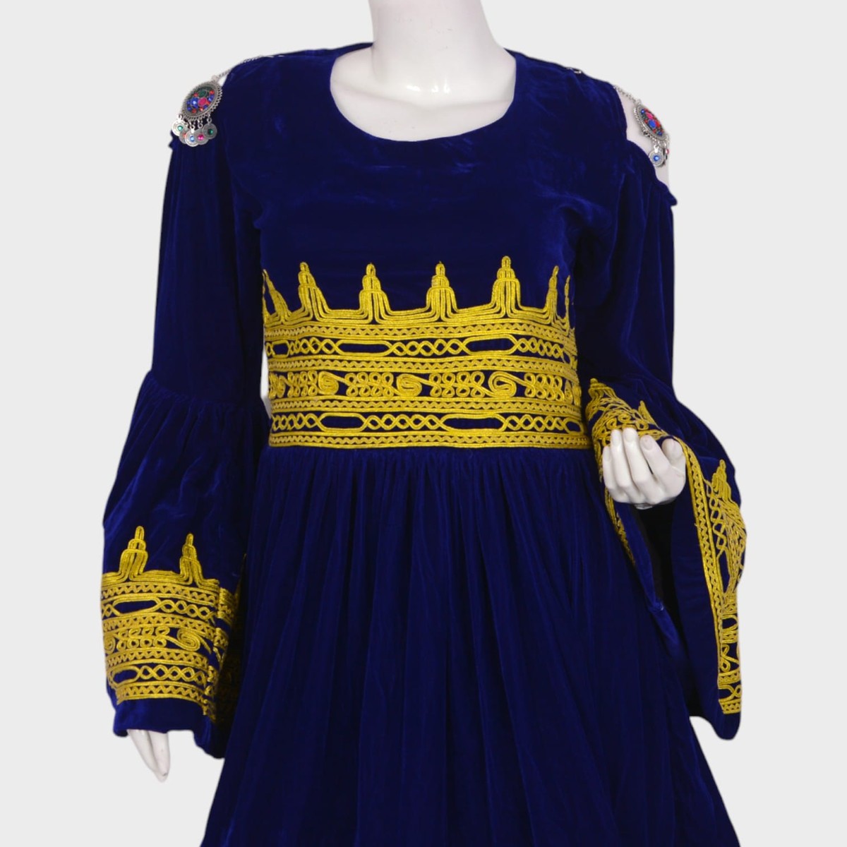 Royal Blue & Gold Pashtun Dress 2