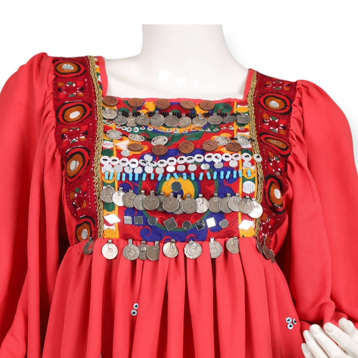 Afghan Dress – Red Embroidered Maxi Dress – Traditional 2
