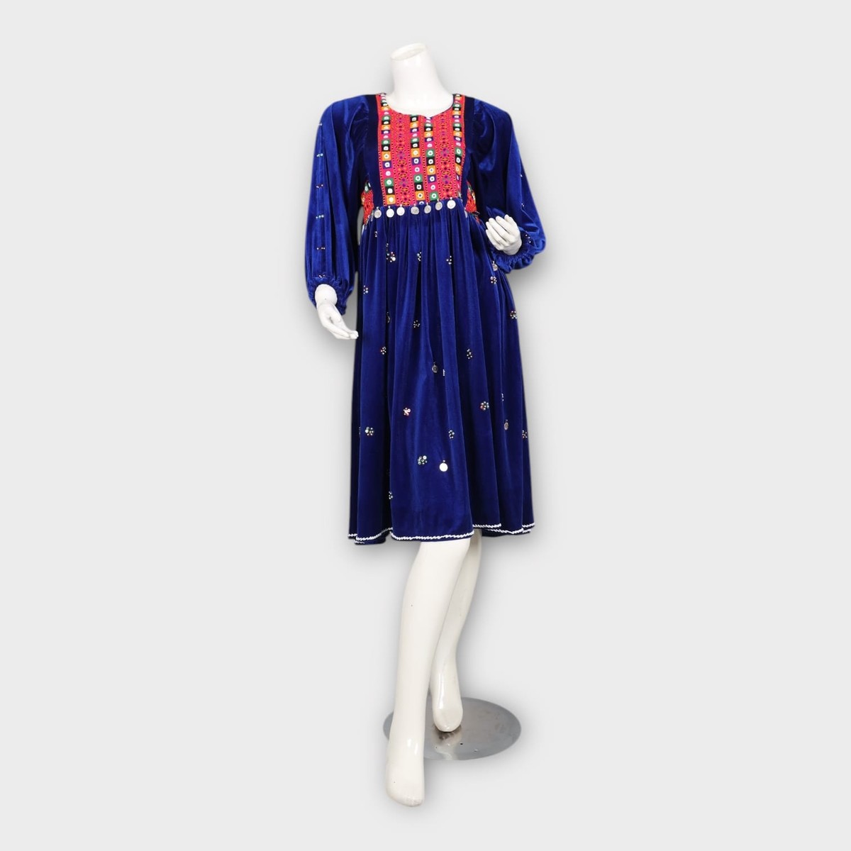 Blue dress handmade for women 4