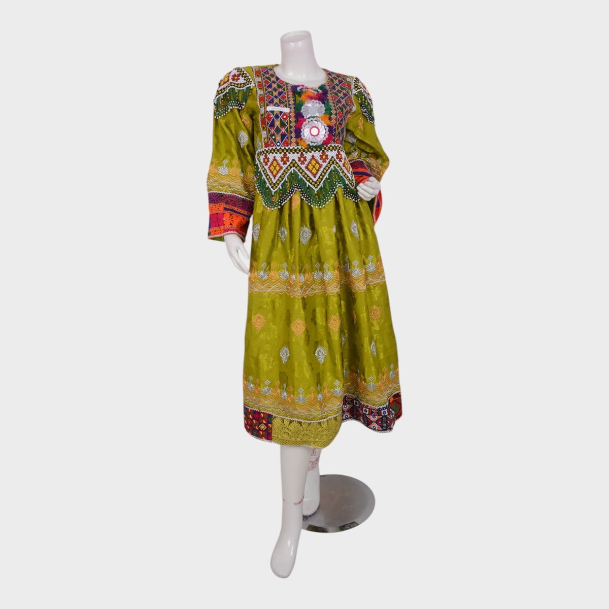 Parwana Olive Kuchi Dress 1