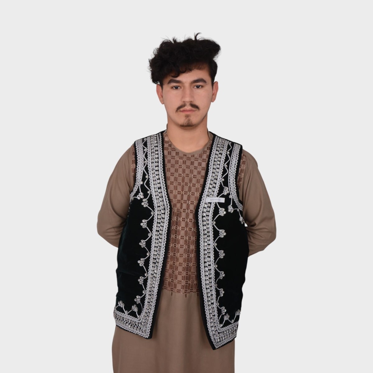 Velvet Waistcoat for men Afghani Siyah Kaarmen Waistcoat 1