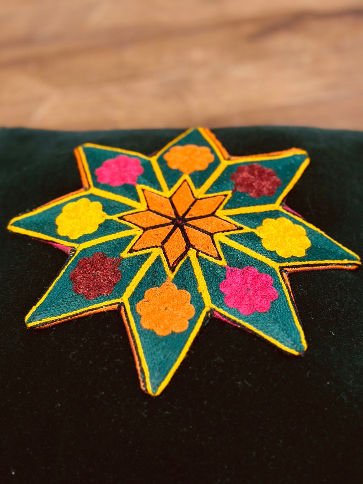 Pillow cover Hand-Embroidered Star Motif 2