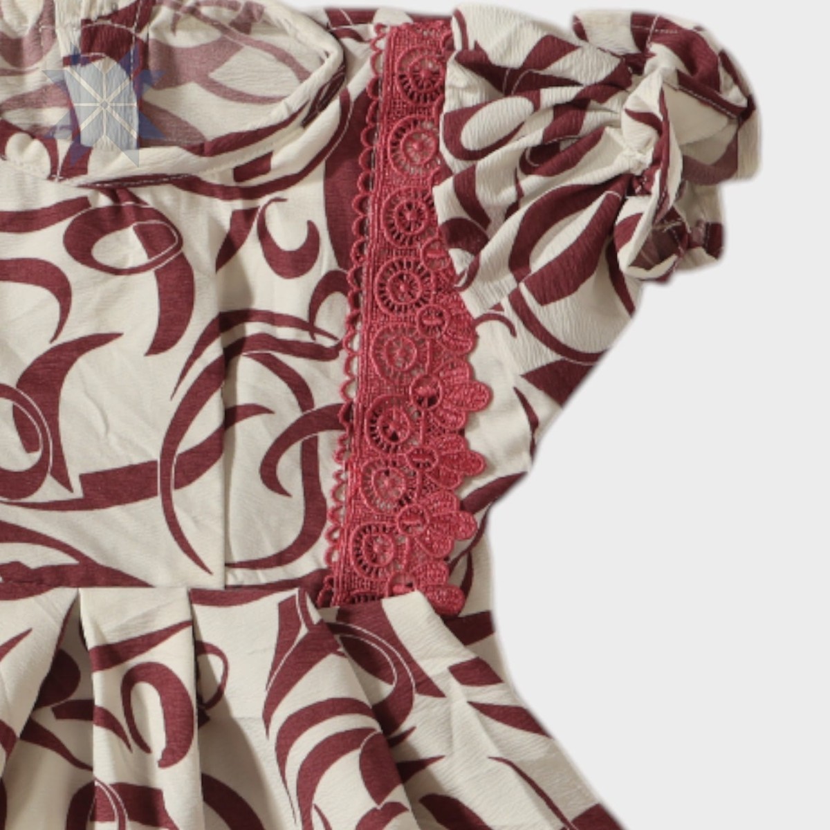Roya Ruffle Dress – Cream & Maroon Printed Edition (Girls) 2