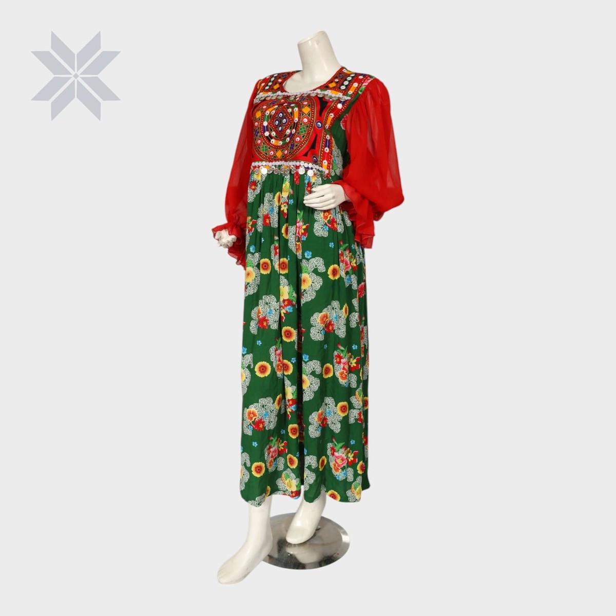 Gulbahar Balochi Maxi – Red & Green Floral Edition 4