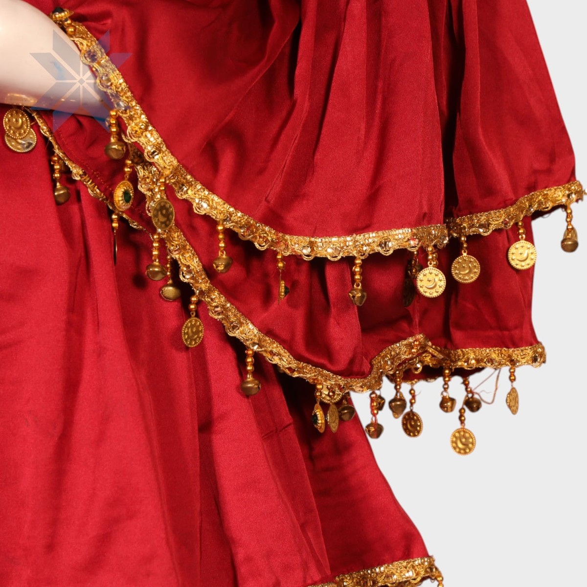 Rohina Red Tiered Dress – Traditional Embroidered Coin Set 4