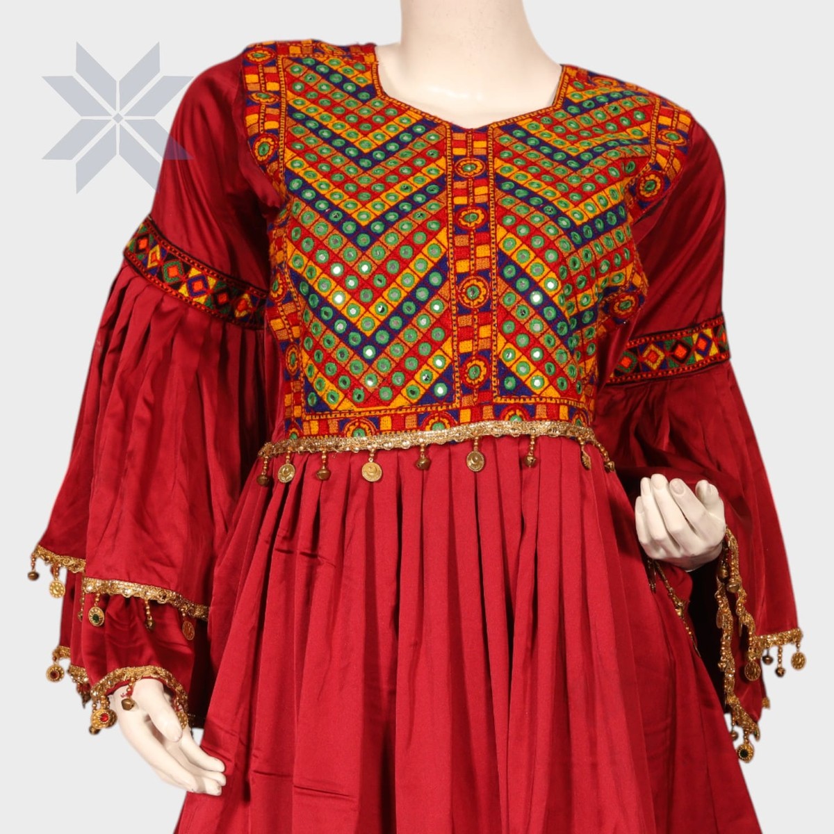 Rohina Red Tiered Dress – Traditional Embroidered Coin Set 3