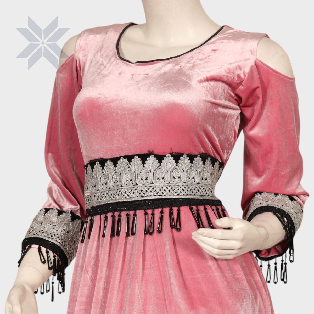 Layla Velvet Glam Set – Pink with Black Fringe Edition 4