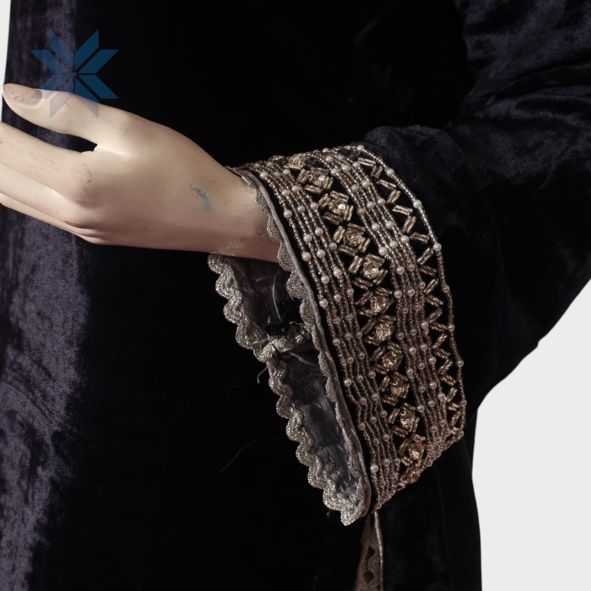Noor Velvet Elegance Dress – Black with Silver Handwork 2