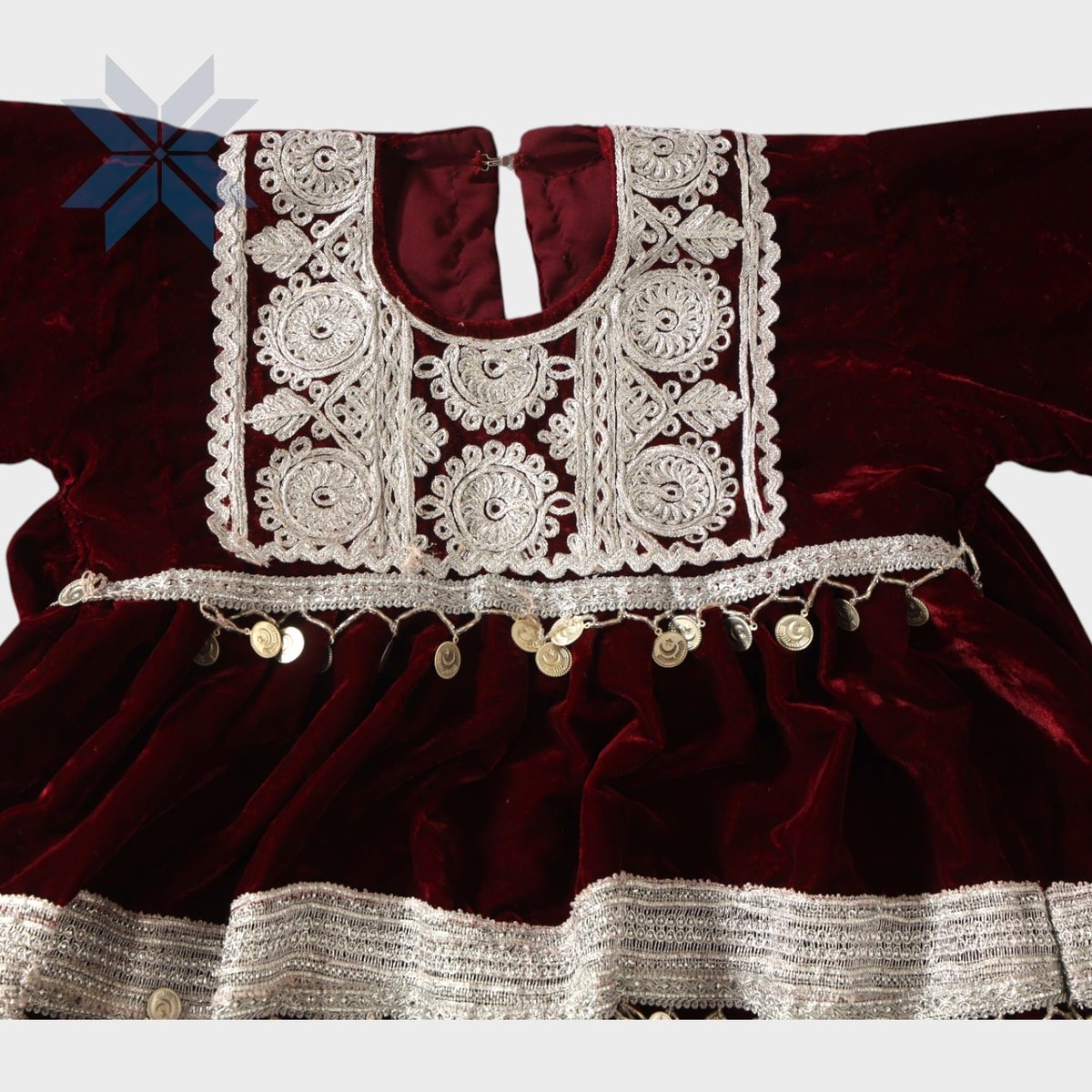 Lalzada Baby Velvet Dress – Maroon with Silver Embroidery 4
