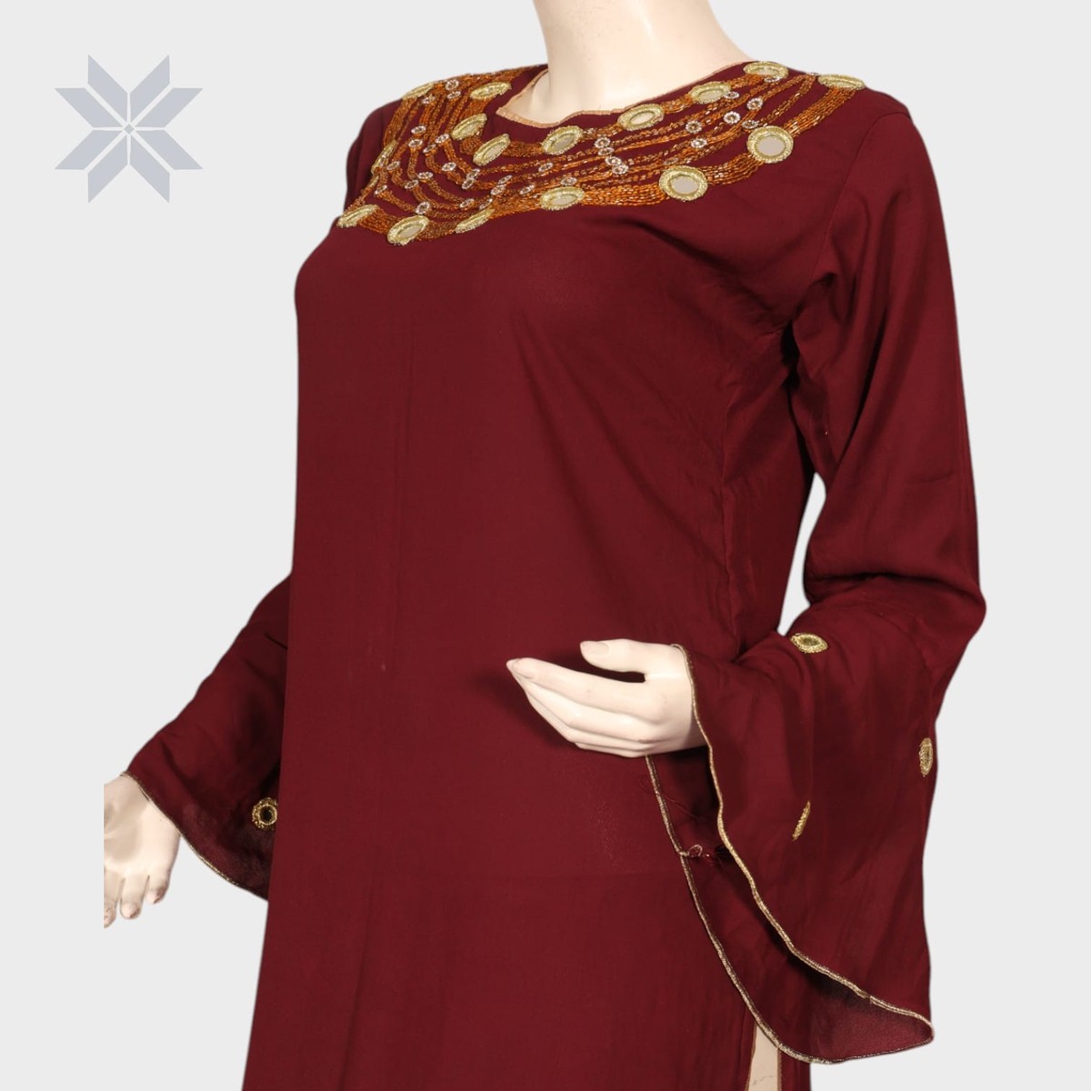 Zareen Maroon Embellished Tunic 1