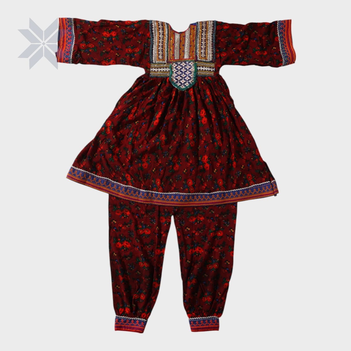 Zarmina Red Floral Baby Afghani Dress 3