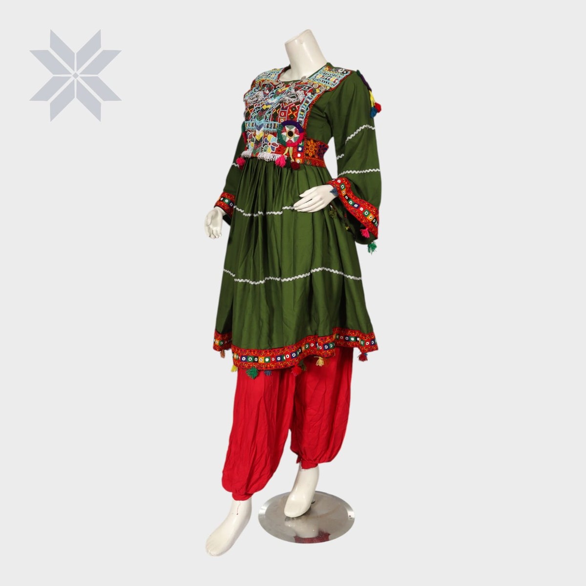 Bahara Olive & Red Traditional Embroidered Set 4