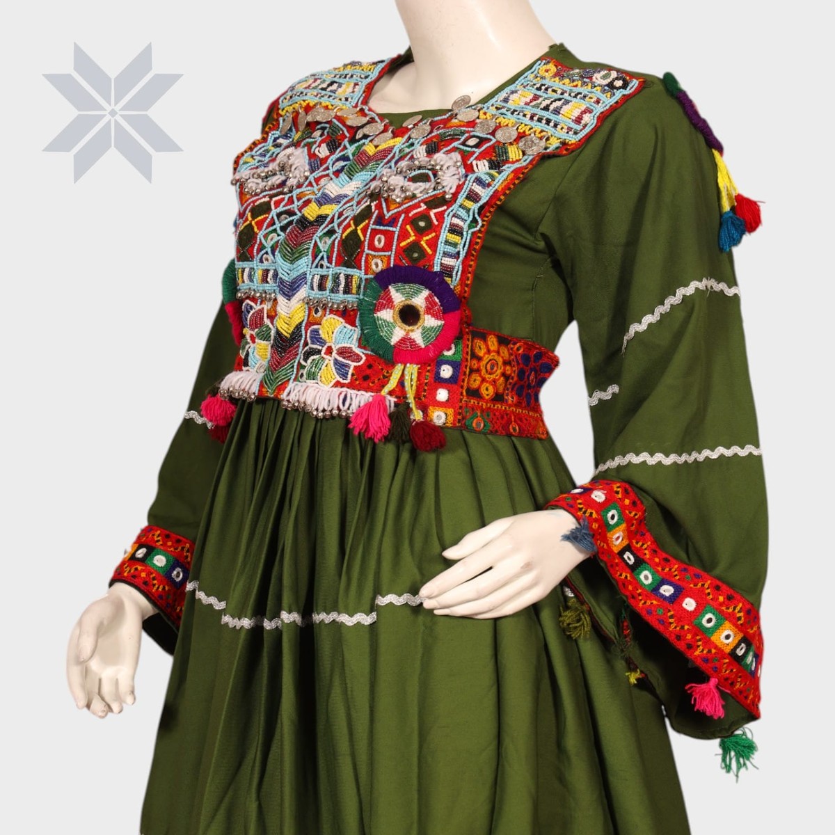 Bahara Olive & Red Traditional Embroidered Set 1