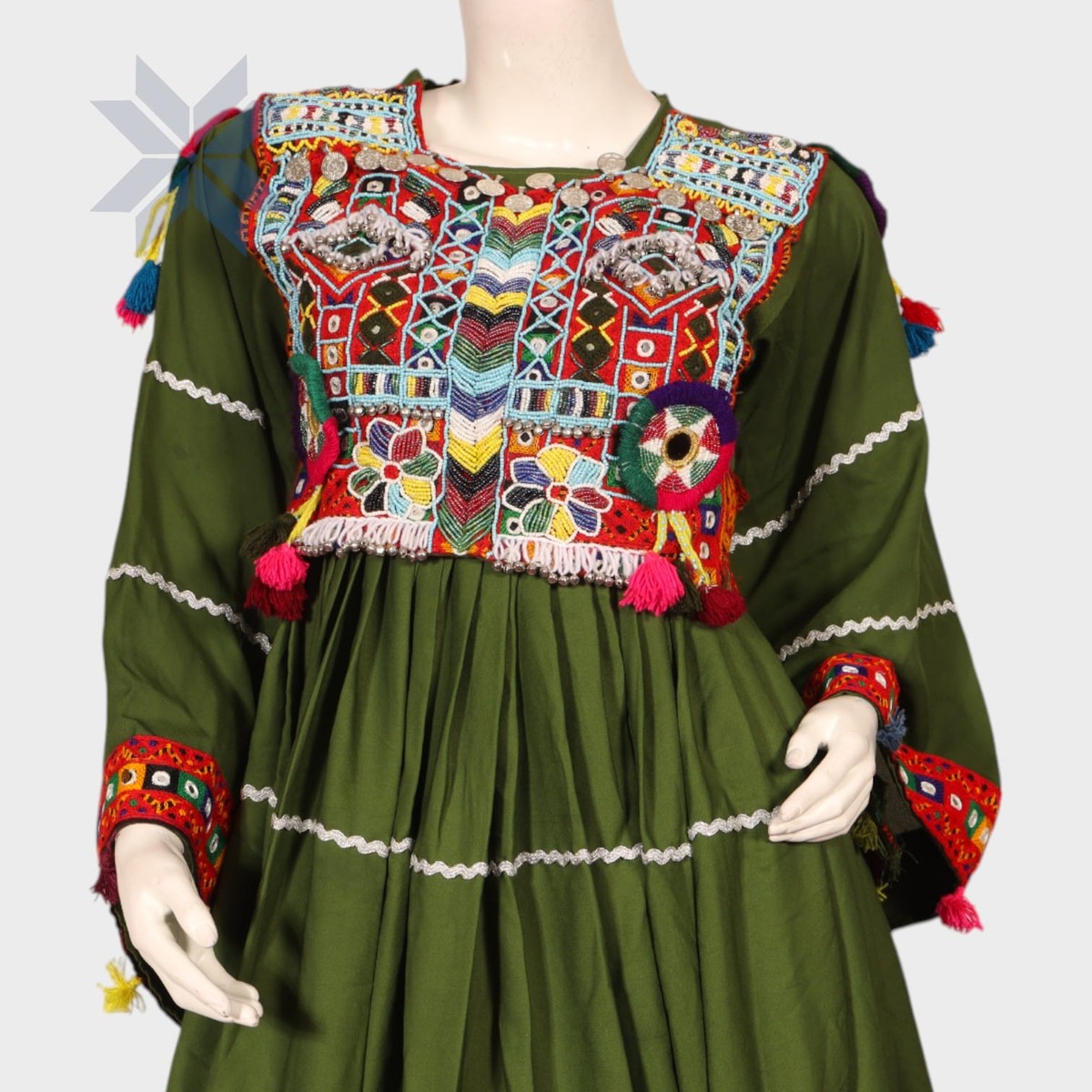Bahara Olive & Red Traditional Embroidered Set 2