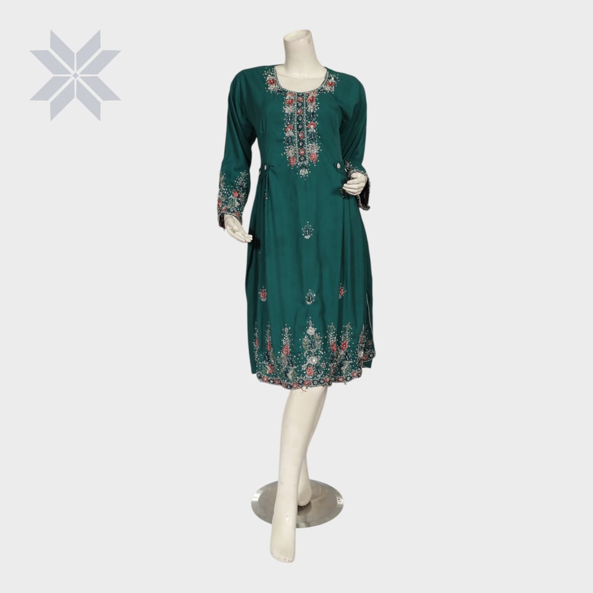 Zamzam Teal Embroidered Kurti 1