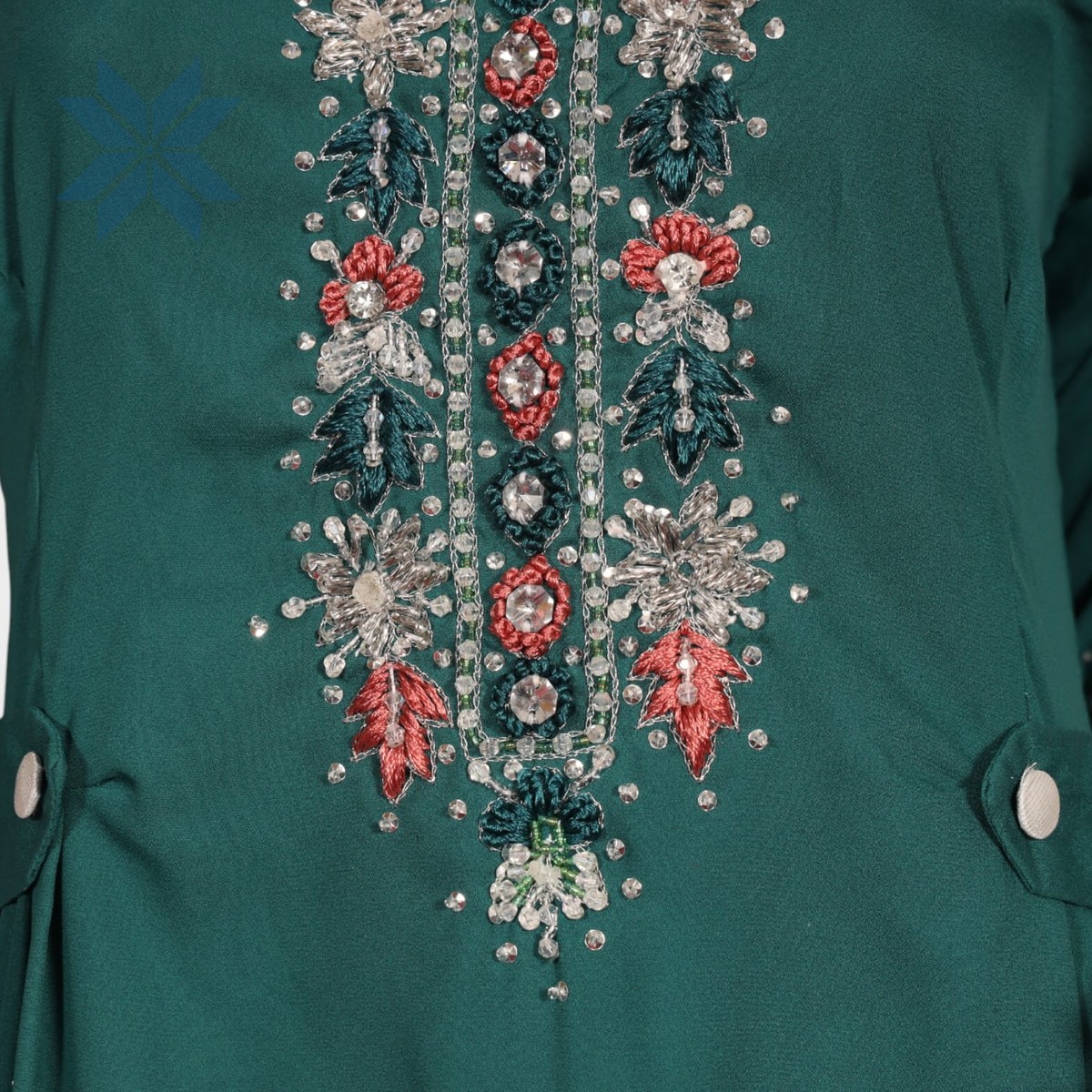 Zamzam Teal Embroidered Kurti 3