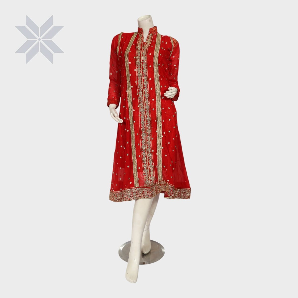 Royal Ruby Hand-Embroidered Long Dress 2