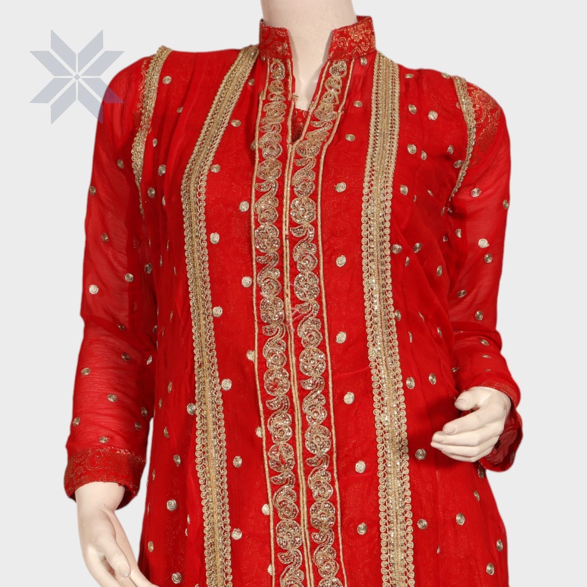 Royal Ruby Hand-Embroidered Long Dress 3
