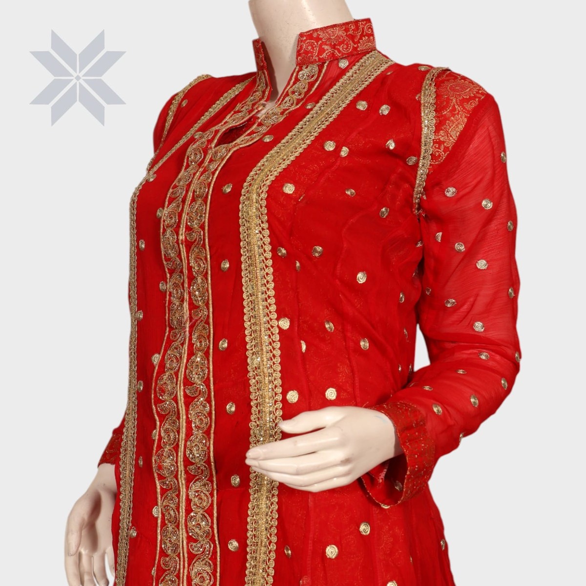 Royal Ruby Hand-Embroidered Long Dress 4