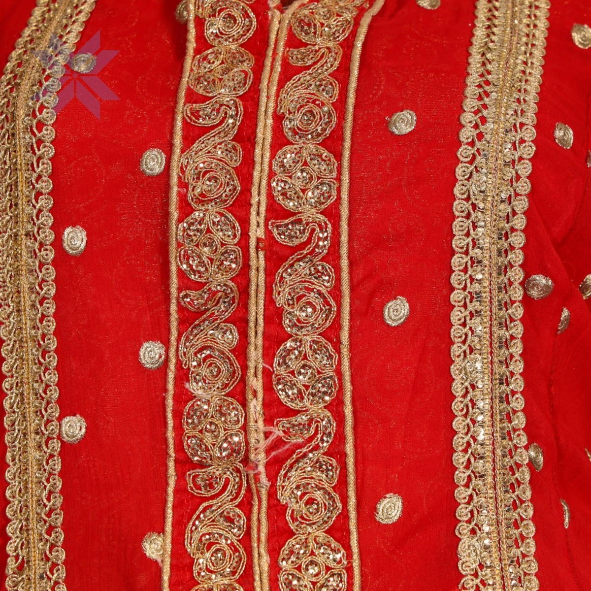 Royal Ruby Hand-Embroidered Long Dress 1