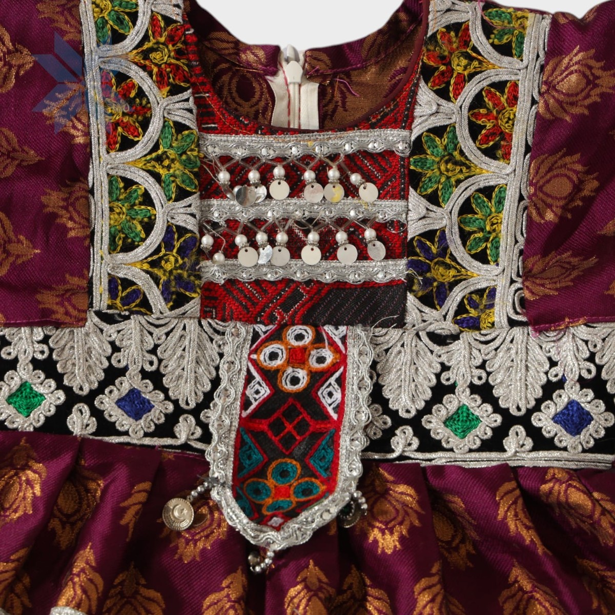 Mini Royal Maroon Afghani Dress Set 1