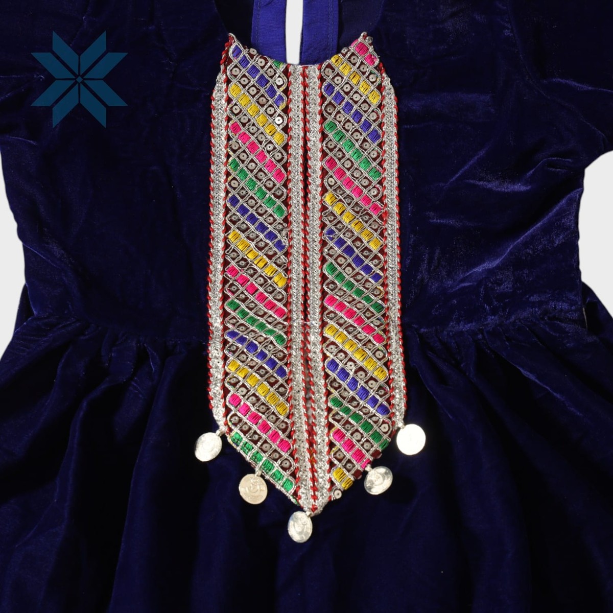 Midnight Velvet Embroidered Afghani Dress (Kids) 1