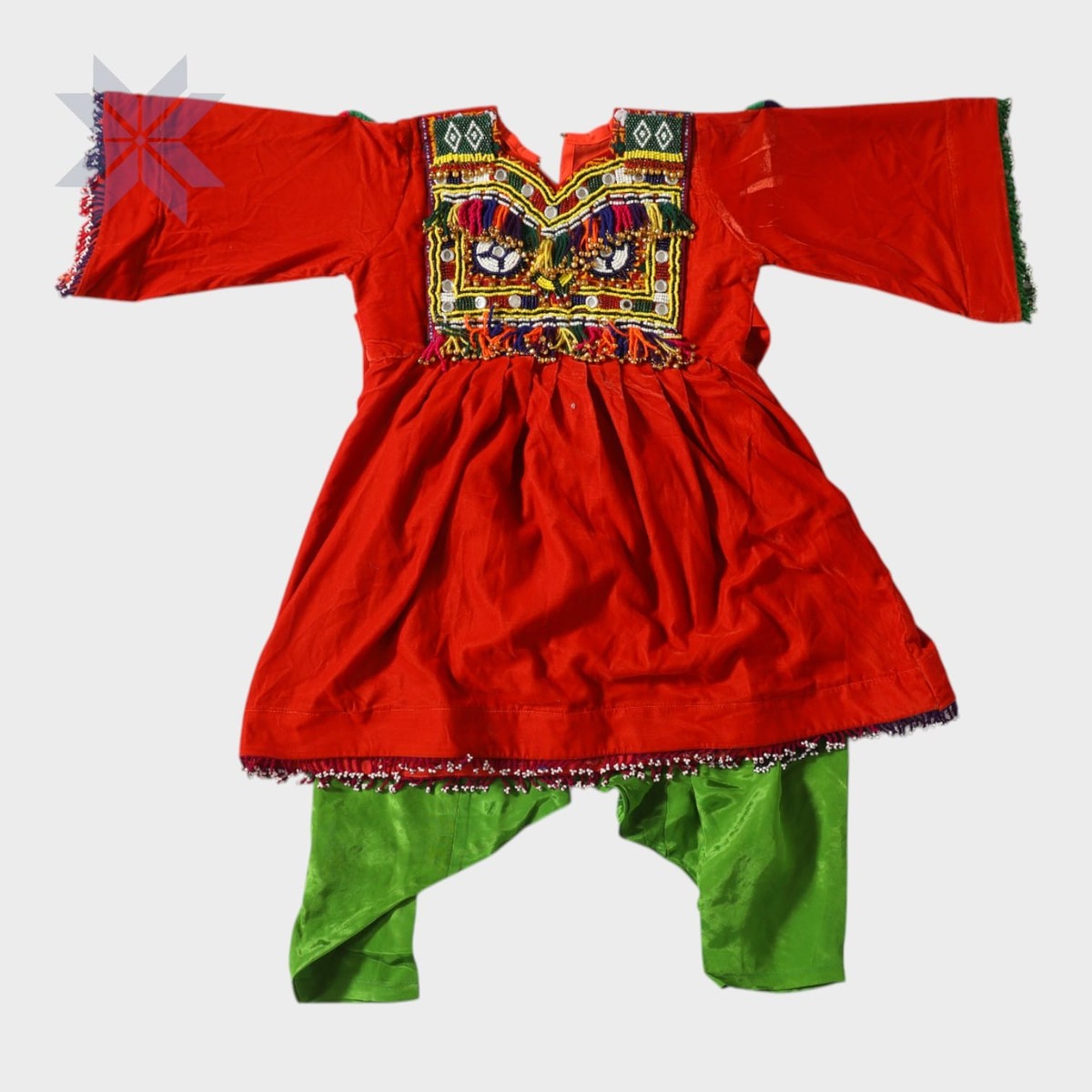 Red Nomad Embroidered Kids Afghani Dress 2