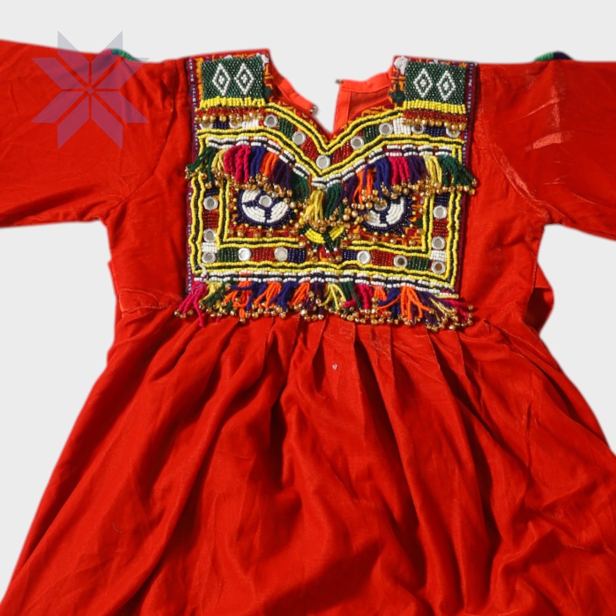 Red Nomad Embroidered Kids Afghani Dress 3