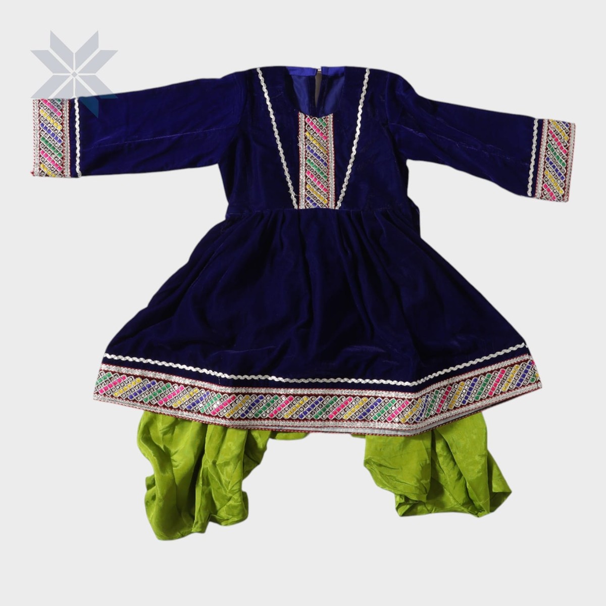 Midnight Blue Afghani Dress Set for Girls 1