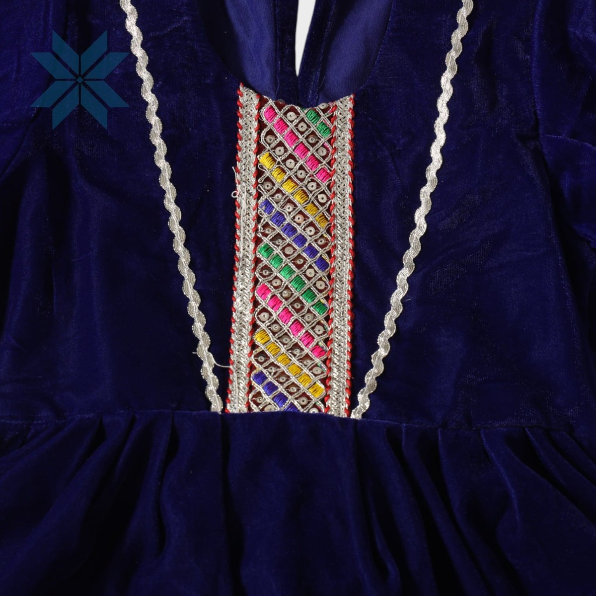 Midnight Blue Afghani Dress Set for Girls 4