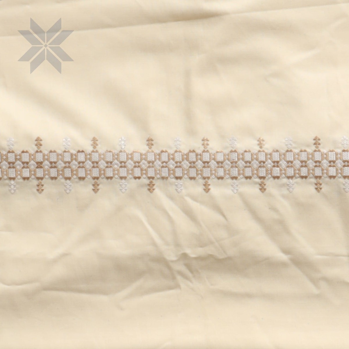 Classic Cream Kameez Fabric with Embroidered Border 1