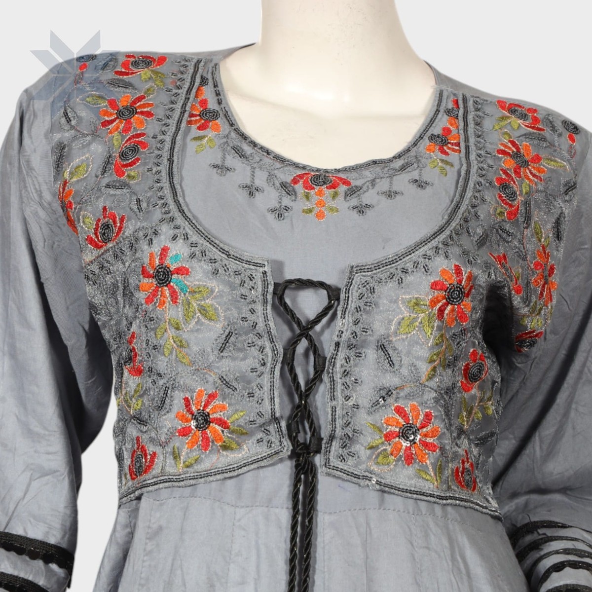 Grey Embroidered Afghani Suit Set 2