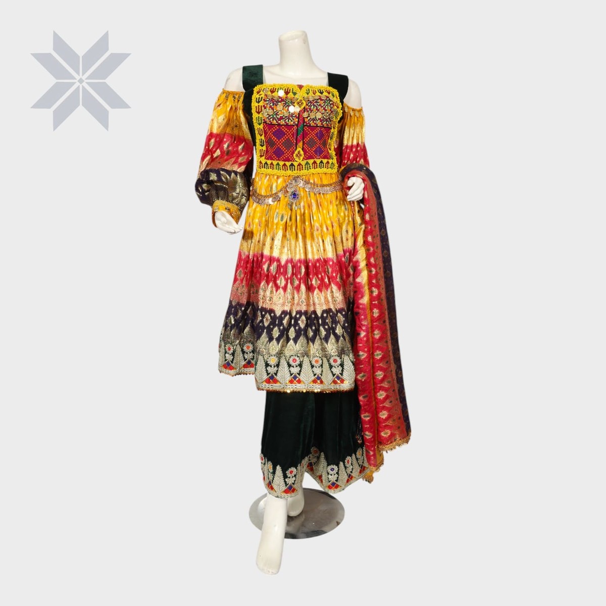 Multicolor Traditional Afghani Dress 1