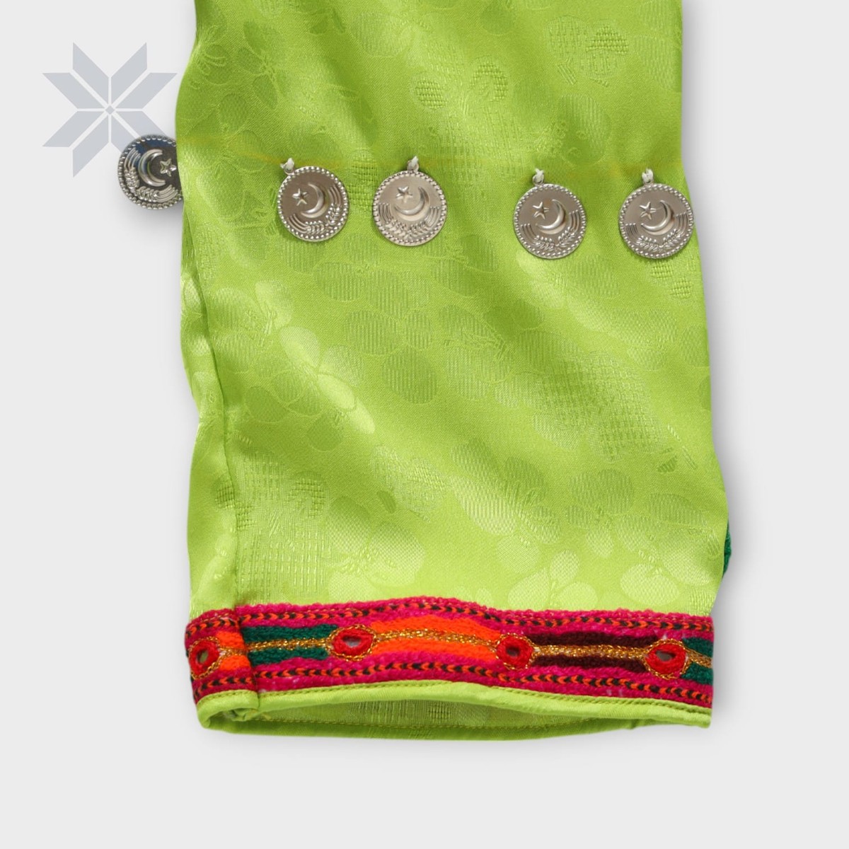 Lime Green & Royal Blue Embroidered Afghani Dress Set kids 1