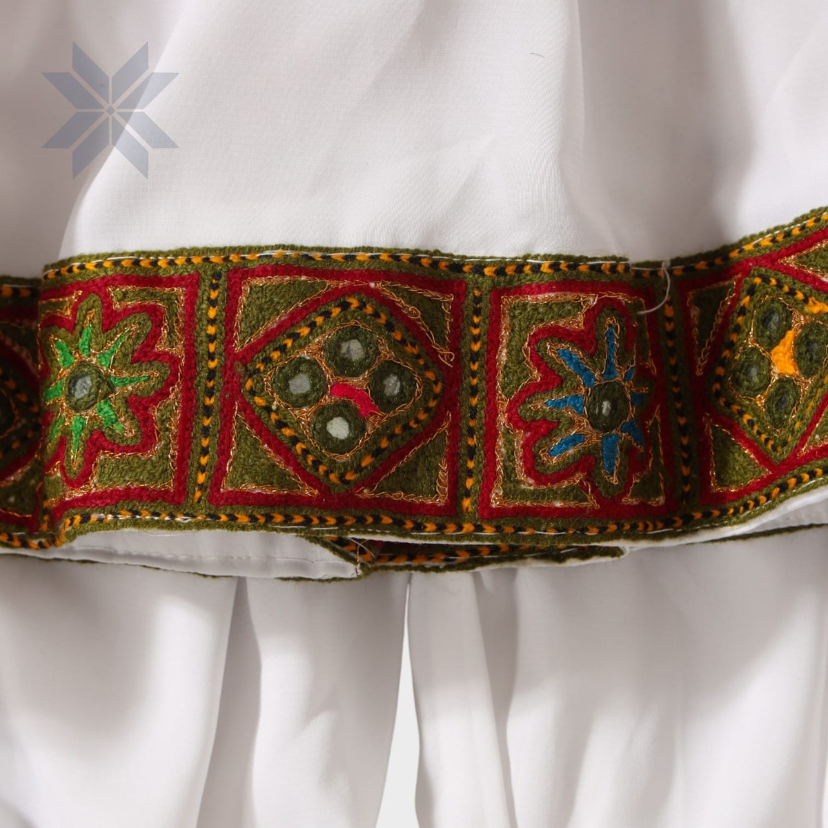 White Embroidered Traditional Afghani Dress Set (Kids) 3