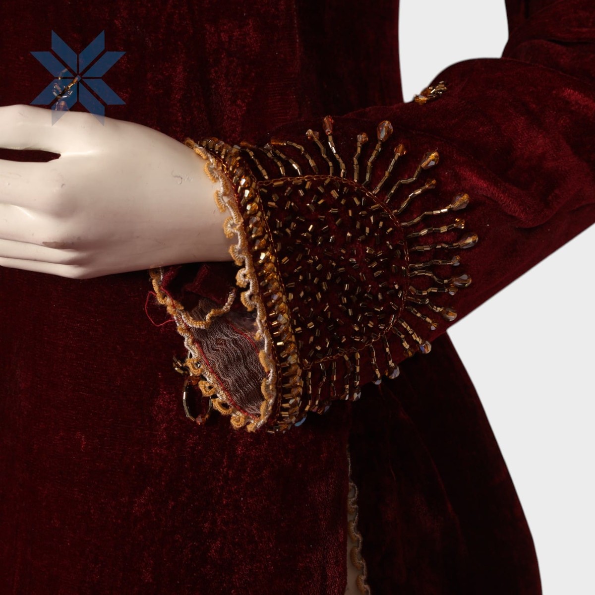 Maroon Hand-Embroidered Velvet Formal Dress 1