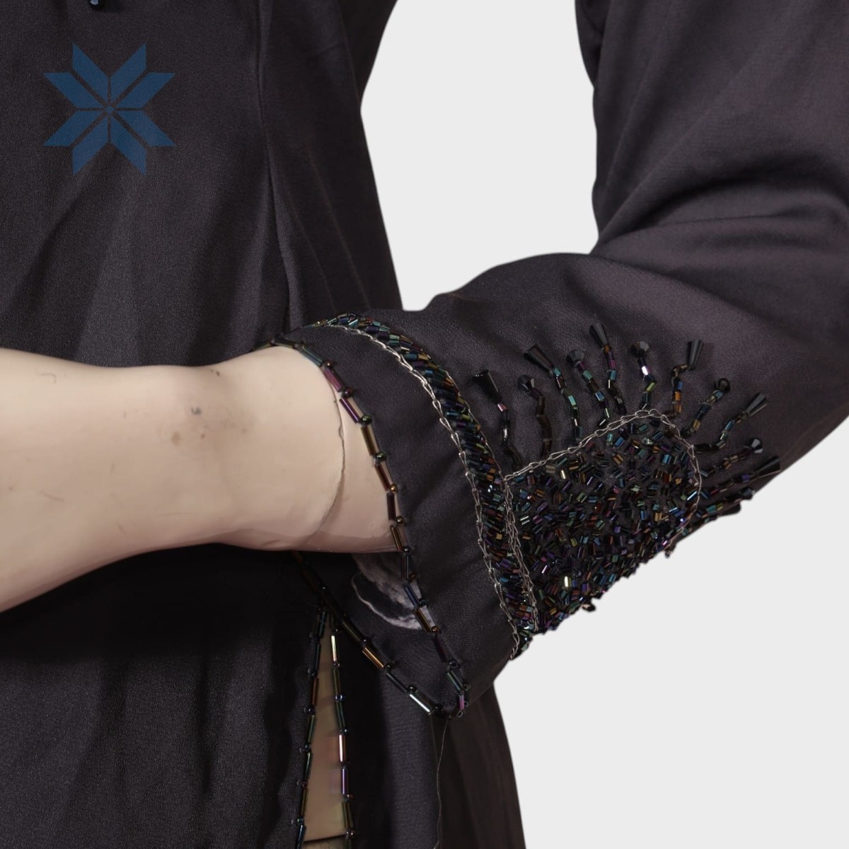 Black Hand-Embroidered Semi-Formal Tunic Dress 2