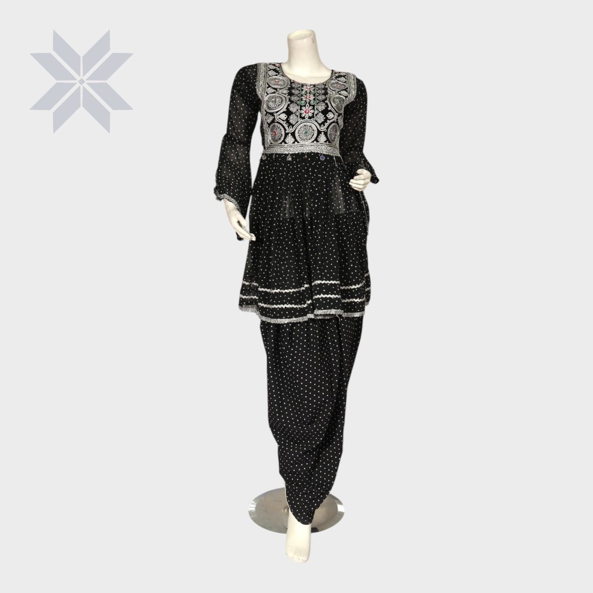 Midnight Dots Embroidered Afghani Set 1