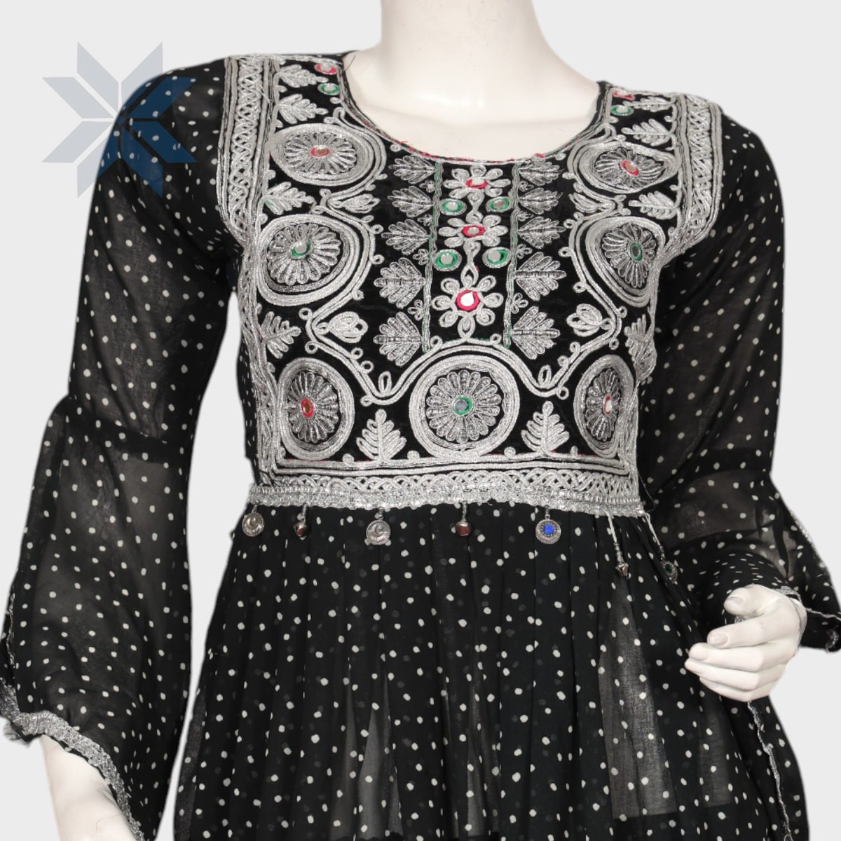 Midnight Dots Embroidered Afghani Set 3