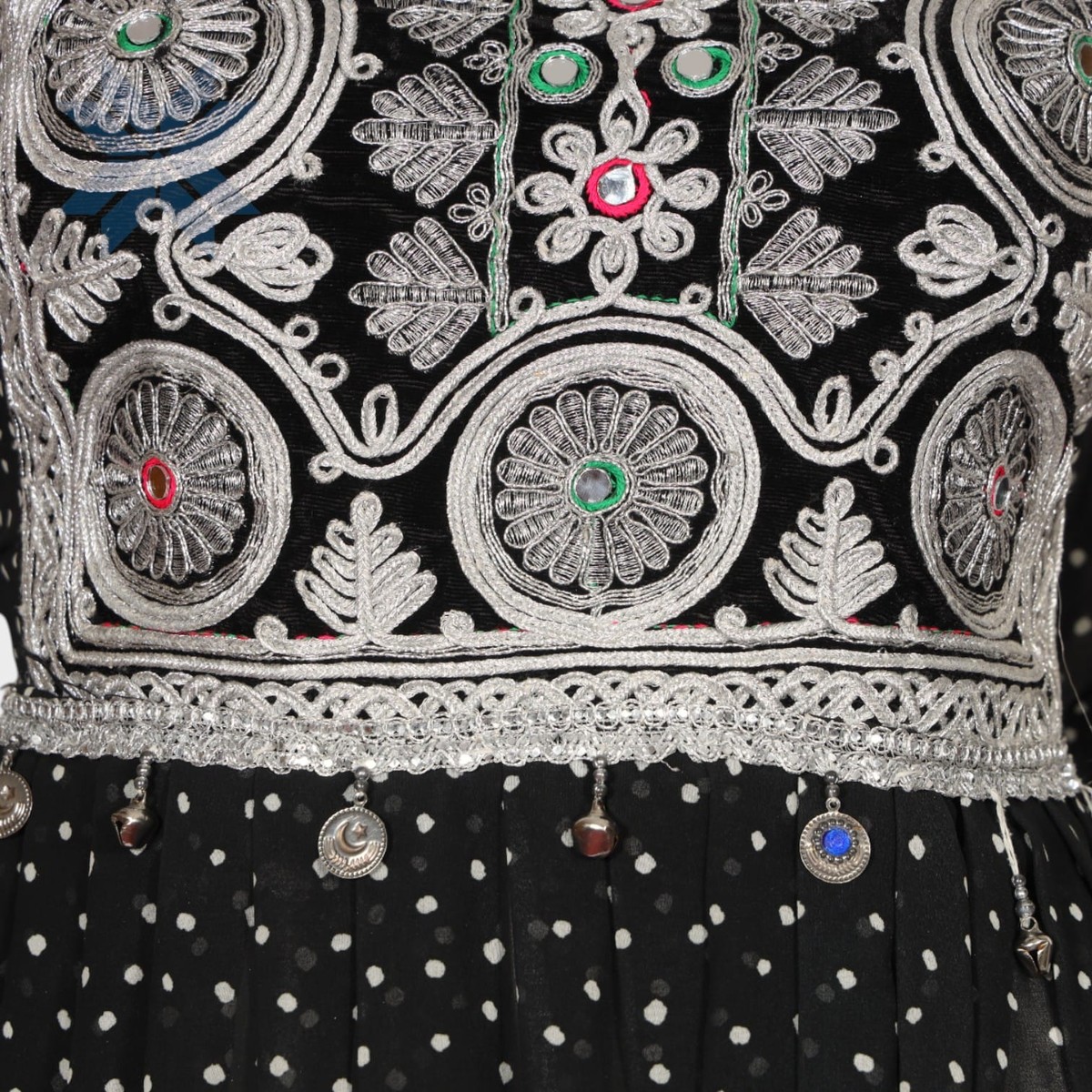 Midnight Dots Embroidered Afghani Set 2