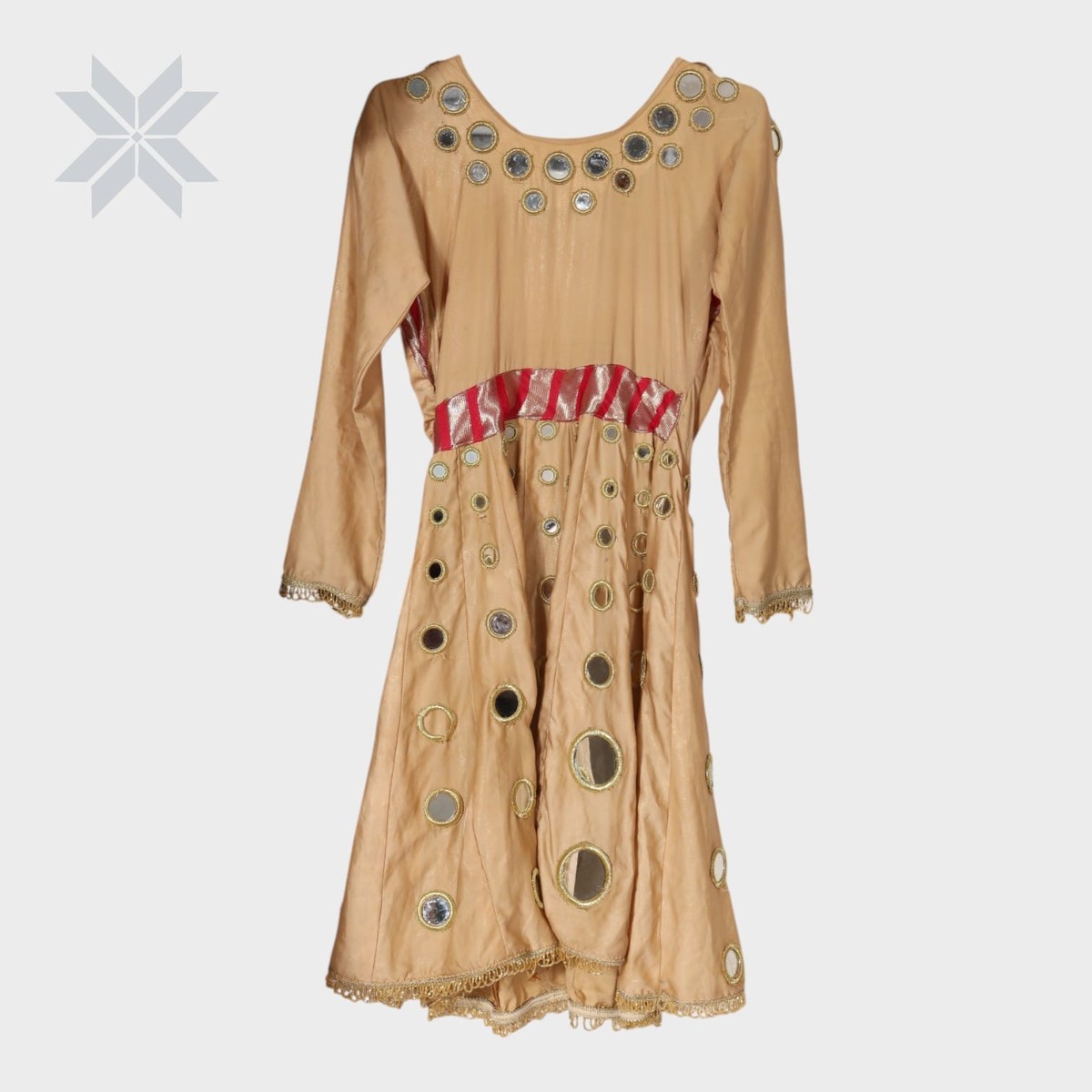Golden Mirror-Embellished Traditional Dress 2