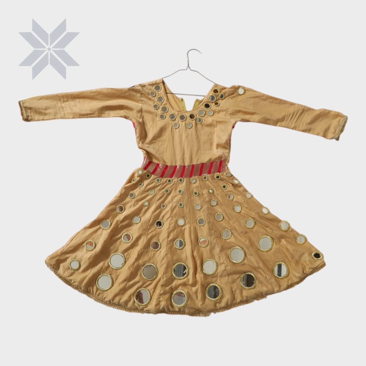Golden Mirror-Embellished Traditional Dress 1