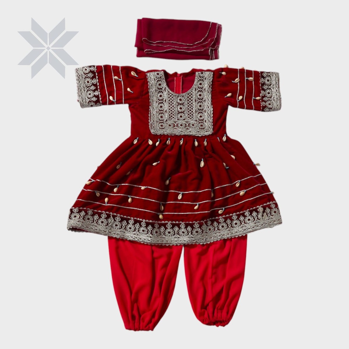 Gul Pari Red Baby Dress Set 4